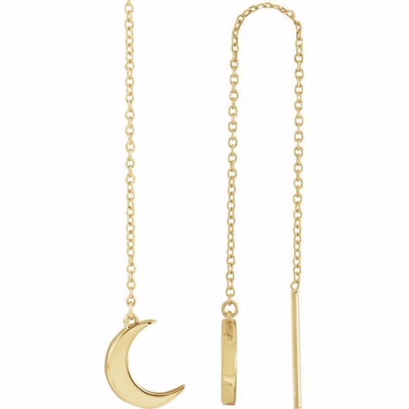 14k Yellow Gold Crescent Threaders